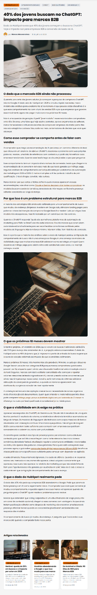 Artigo 40% dos jovens buscam no ChatGPT: impacto para marcas B2B — Findable
