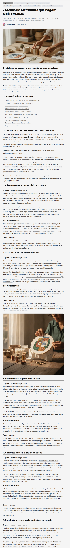 Artigo 7 nichos de artesanato que pagam mais in 2026 — Contando Estrelas